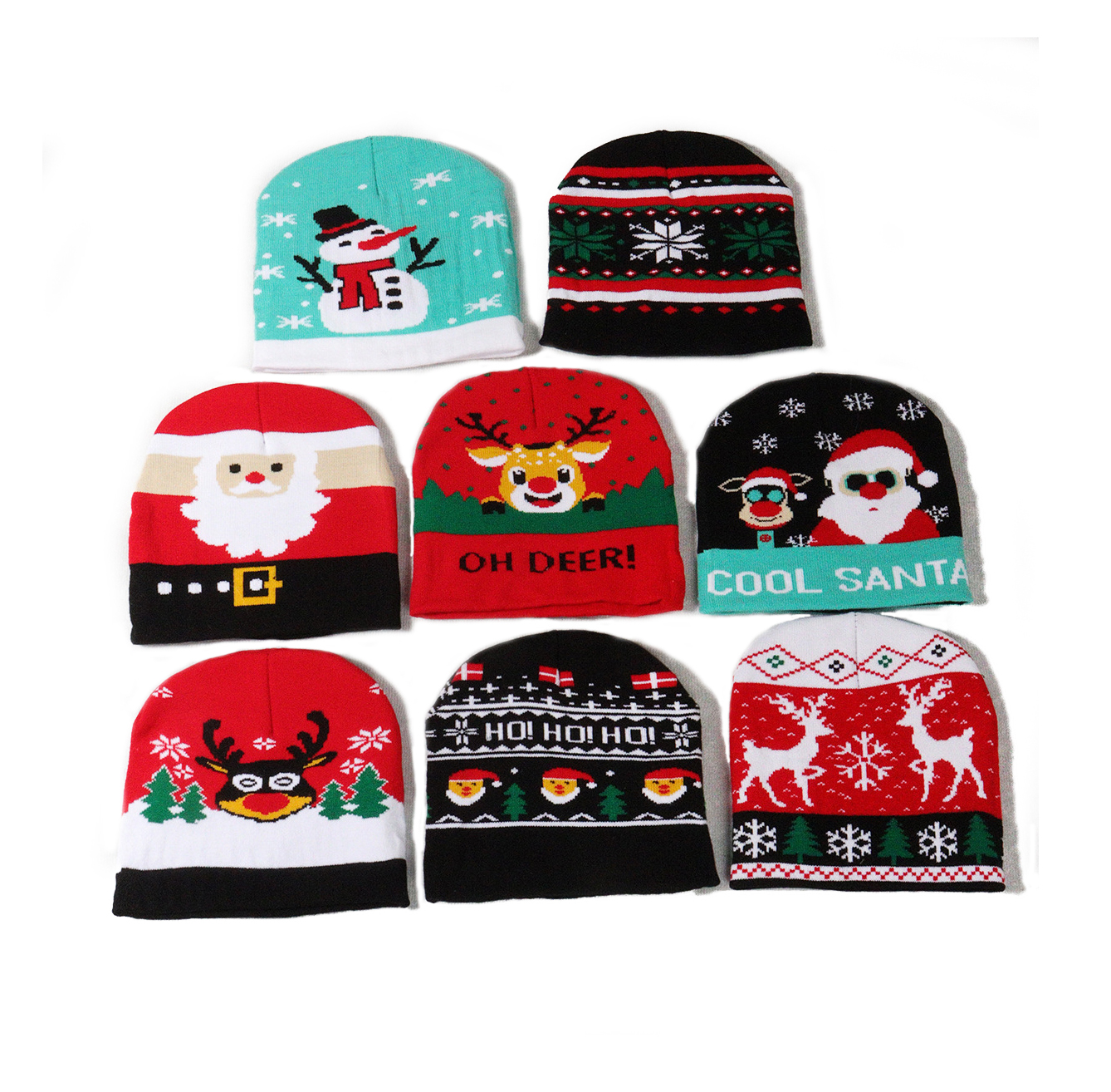 6ASST XMAS DESIGNS BEANIE HATS WITH HANGER AND HANGTAG
