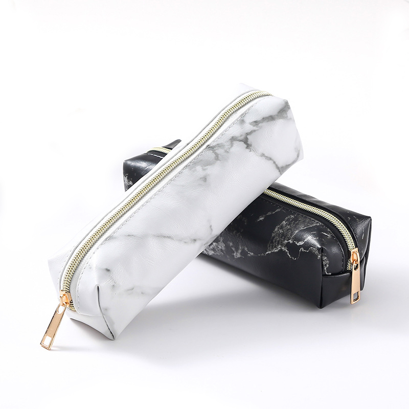 21*7.5*6cm MARBLE LOOK PU PENCIL CASE