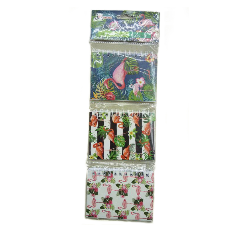 3ASST SPIRAL TOP FLAMINGO NOTE BOOKS ON HANGER